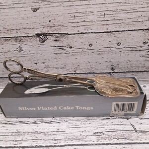 Vintage Silverplate Cake Serving Tongs